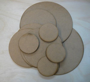 MDF wood circle shapes sold in packs for sign and craft making projects