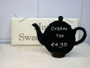 blackboard teapot table talker with words