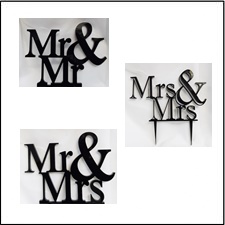 decoración tarta de la boda Mr & Mrs, Mr & Mr, Mrs & Mrs
